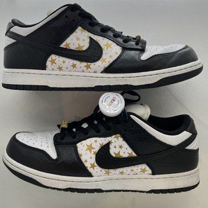 Size 10.5 - Nike SB Dunk Low Supreme Stars Black 2021 Panda Black White Gold Use